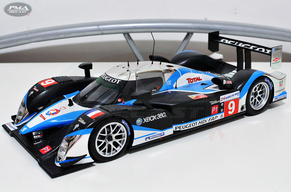 ALEXANDER WURZ, DAVID BRABHAM, MARC GENÉ 2009 PEUGEOT SPORT TOTAL PEUGEOT 908 HDI FAP 1:18